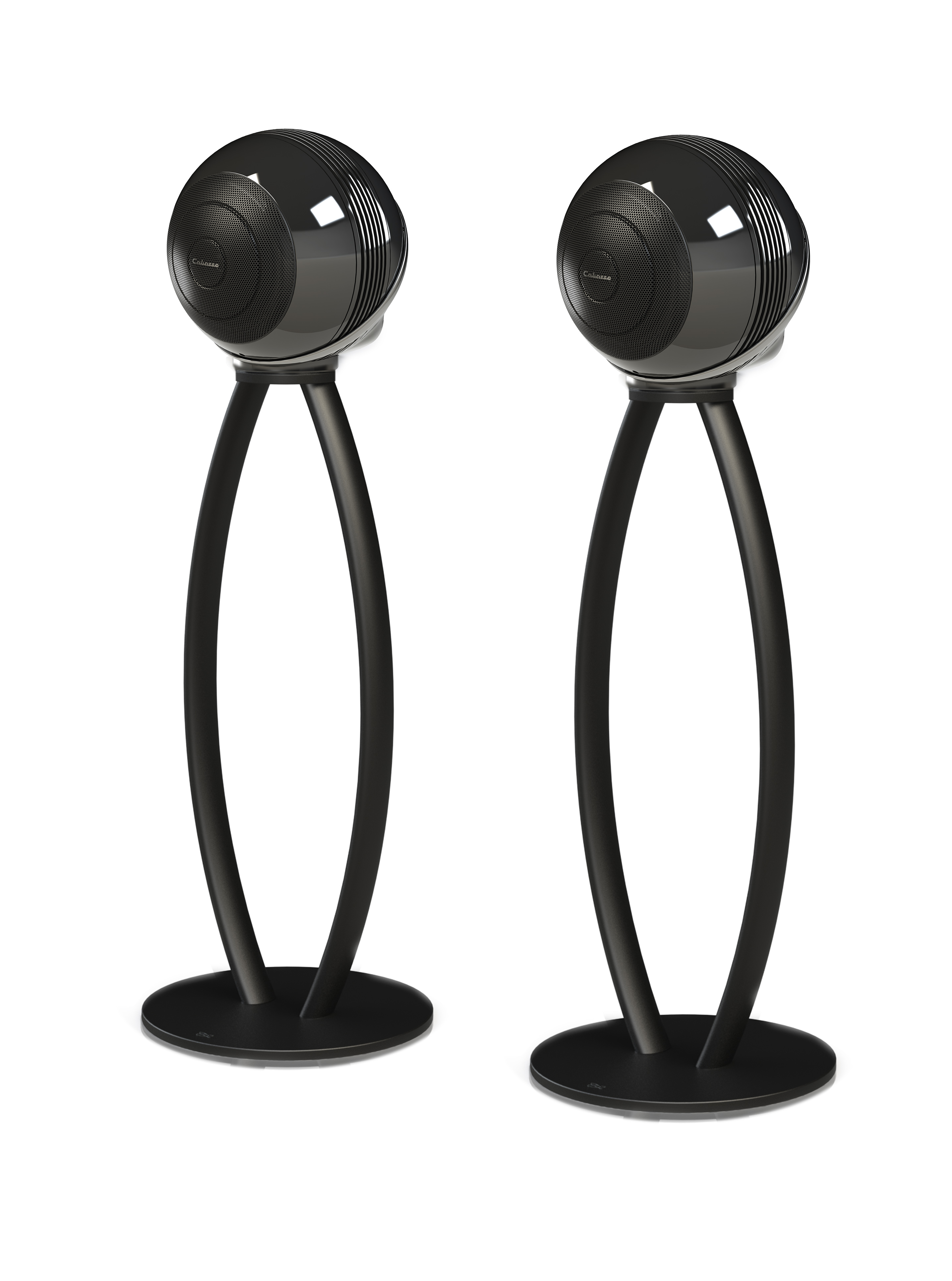 Pár podstavců Cabasse Stand THE PEARL AKOYA v provedení Matte Black s nasazenými koaxiálními reproduktory