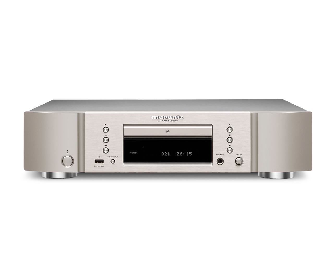 Marantz CD6007 — přední panel s mechanikou a displejem