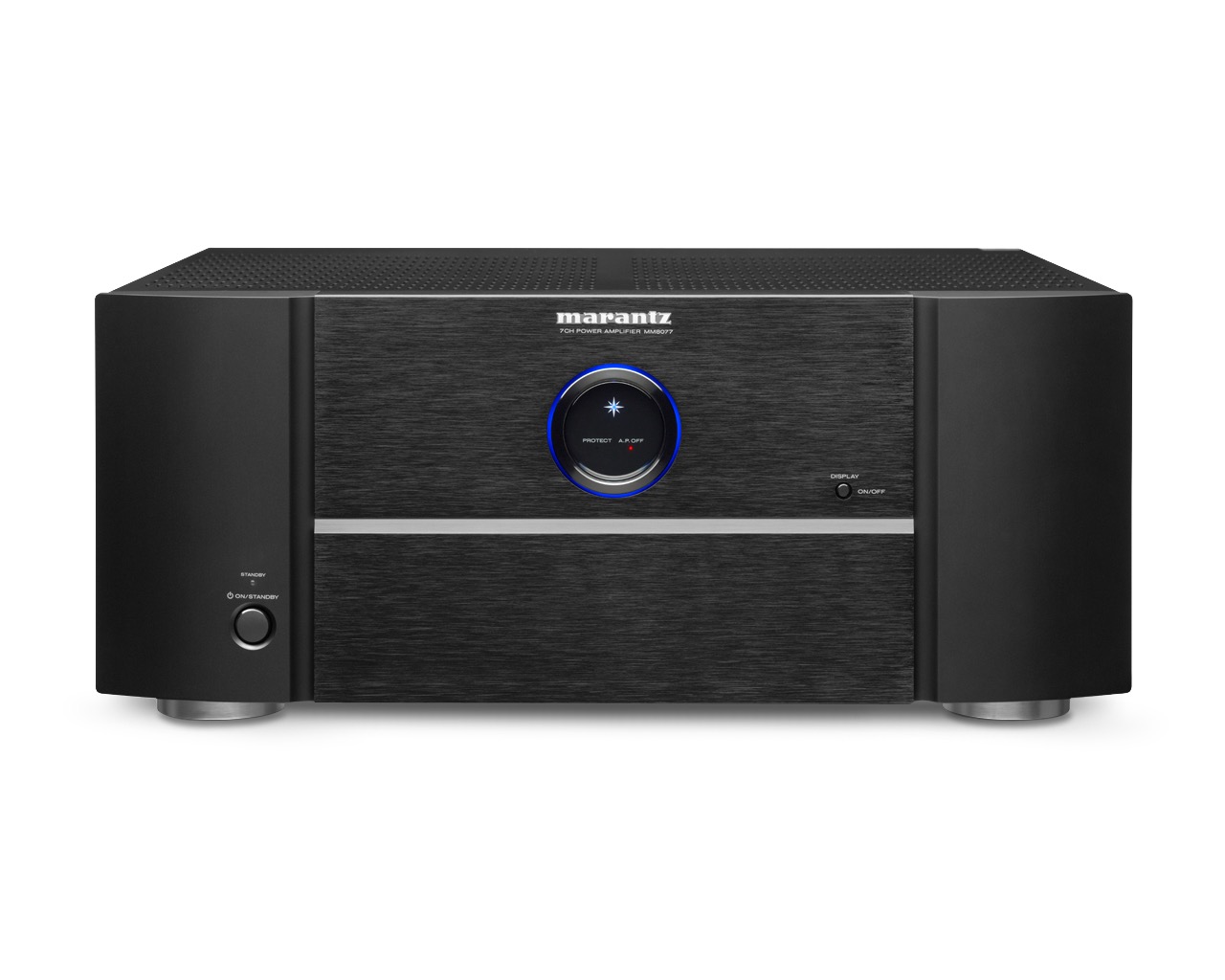 Čelní panel Marantz MM8077 s charakteristickým kruhovým průzorem značky Marantz
