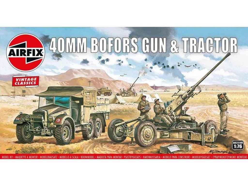Airfix - Bofors 40mm Flugabwehrkanone und Morris C8 Traktor, Classic Kit VINTAGE A02314V, 1/76