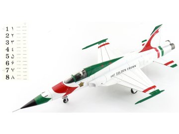 hobbymaster ha3397b northrop f 5e tiger ii iiaf golden crown iiaf 1970s with decals for no1 to no8 planes x4e 205173 0