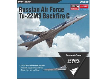 Academy - Tu-22M3 Backfire C, ruské letectvo, Model Kit letadlo 12636, 1/144