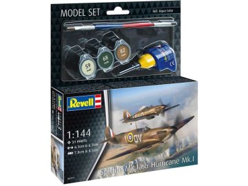 Revell - Spitfire Mk.Ia & Hurricane Mk.I, ModelSet letadlo 63771, 1/144