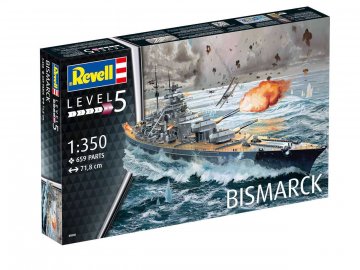 Revell - bitevní loď Bismarck, Kriegsmarine, ModelKit 05040, 1/350
