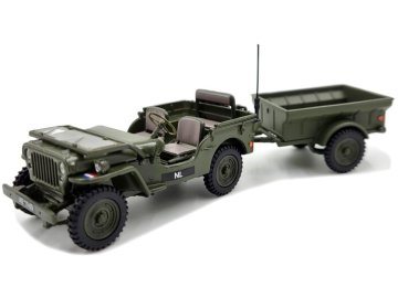 Cararama - Jeep Willys s vozíkem, nizozemská armáda, 1955, 1/43