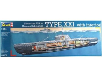 Revell - U-Boot Typ XXI mit Innenansicht, modelKit 05078, 1/144