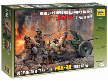 Zvezda - protitankový kanón 3,7 cm Pak 36 s posádkou, Model Kit 3610, 1/35