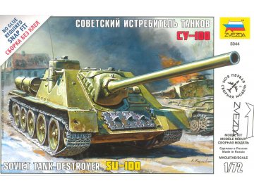 Zvezda - stíhač tanků SU-100, Snap Kit 5044, 1/72