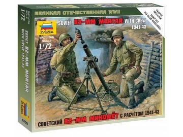Zvezda sowjetischer 82 mm Mörser mit Bediener, Wargames (WWII) 6109, 1/72