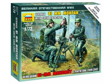 Zvezda - Deutscher 81 mm Mörser mit Bediener, Wargames (WWII) 6111, 1/72