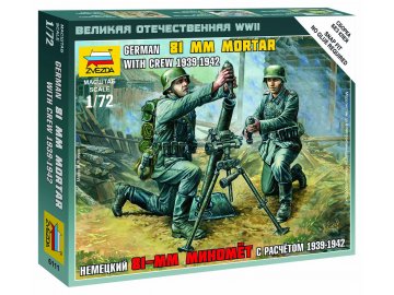 Zvezda - německý minomet 81 mm s obsluhou, Wargames (WWII) 6111, 1/72