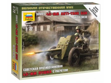 Zvezda - figurky 45 mm protitankový kanón vz.1937 s obsluhou, Wargames (WWII) 6112, 1/72