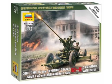 Zvezda - figurky 37 mm protiletadlový kanón vz.1939 /61-K/ s obsluhou, Wargames (WWII) 6115, 1/72