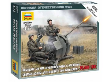 Zvezda - Rheinmetall 2 cm Flak 38 mit Bediener, Wargames (WWII) 6117, 1/72