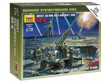 Zvezda - Figuren der Flugabwehrkanone 85 mm vz.1939 (52-K) mit Bediener, Wargames (WWII) 6148, 1/72