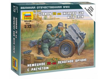 Zvezda - 7,5 cm Infanteriegeschütz 37 mit Bediener, Wargames (WWII) 6156, 1/72