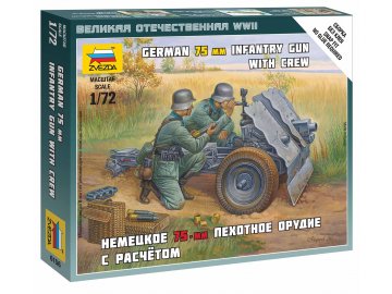 Zvezda - dělo 7.5 cm Infanteriegeschütz 37 s obsluhou, Wargames (WWII) 6156, 1/72