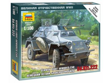 Zvezda light armoured reconnaissance vehicle Sd.Kfz.222, Wargames (WWII) 6157, 1/100