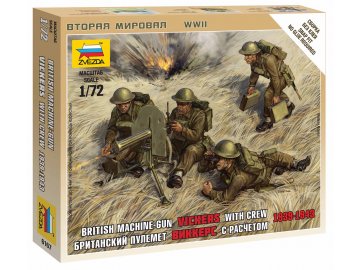 Zvezda - figurky kulomet Vickers s obsluhou, 1939-42, Wargames (WWII) 6167, 1/72