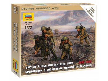 Zvezda - figurky britský minomet s obsluhou, 1939-42, Wargames (WWII) 6168, 1/72