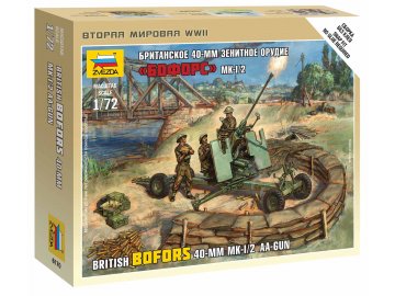 Zvezda - Bofors 40mm Mk-2 anti-aircraft gun with operator, Wargames (WWII) 6170, 1/72