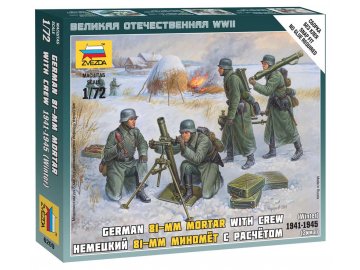 Zvezda - Deutscher 80 mm Mörser mit Bediener, Winteruniformen, Wargames (WWII) 6209, 1/72