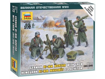 Zvezda - German 80 mm mortar with operator, winter uniforms, Wargames (WWII) 6209, 1/72