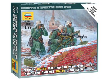 Zvezda - figurky německý kulomet MG34 s obsluhou, zimní uniformy, Wargames (WWII) 6210, 1/72