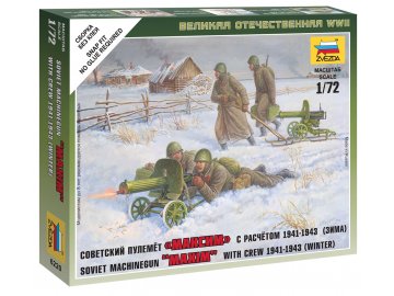 Zvezda - figurky sovětský kulomet Maxim s obsluhou, zimní uniformy, Wargames (WWII) 6220, 1/72
