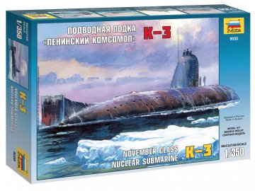 Zvezda - sovětská jaderná ponorka K-3 Leninskij Komsomol, Model Kit 9035, 1/350