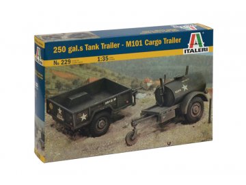 Italeri - Set M101 250 Gallon Transport Cart and Tank Car, Model Kit 0229, 1/35