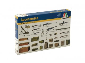 Italeri - doplňky - příslušenství - pušky, samopaly, kulomety, helmy, bedny, Model Kit 0407, 1/35