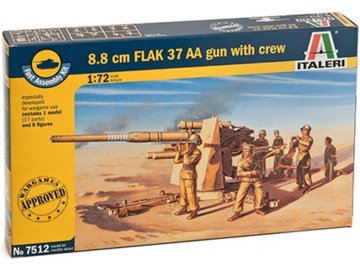 Italeri - 88mm FlaK 37 Flugabwehrkanone mit Besatzung, Fast Assembly 7512, 1/72