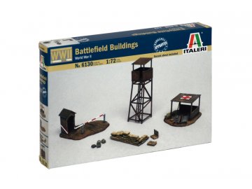 Italeri - budova strážní věž, Checkpoint, stanice první pomoci, doplňky, Model Kit 6130, 1/72