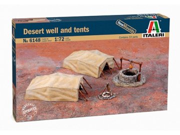 Italeri - doplňky pouštní stany, studna, ohniště, Model Kit 6148, 1/72