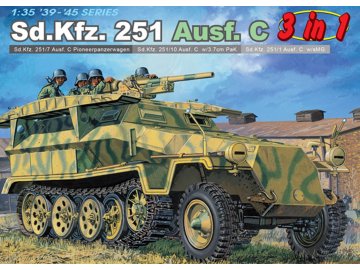 Dragon - Sd.Kfz.251 Ausf.C ''Hakl'', 3 varianty výzbroje, Model Kit 6224, 1/35