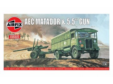 Airfix - AEC Matador and 5.5" gun, Classic Kit VINTAGE A01314V, 1/76
