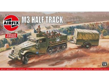 Airfix - M3 Half Track a přípojný vozík, Classic Kit VINTAGE A02318V, 1/76