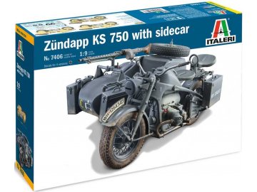 Italeri - Zündapp KS750 s postranním vozíkem, Model Kit 7406, 1/9