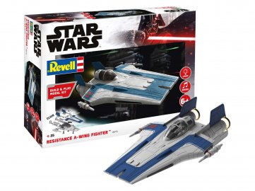 Revell - Star Wars - Resistance A-wing Fighter, blue, light and sound effects, Build & Play SW 06773, 1/44