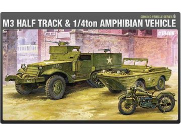 Academy - M3 Half-track & 1/4 ton Amphibian Vehicle, Model Kit 13408, 1/72