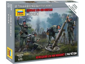 Zvezda - německý minomet 120 mm s posádkou / Granatwerfer 42 (12cm GrW 42), Wargames (WWII) 6268, 1/72