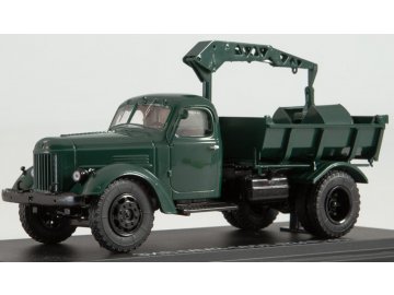 Start Scale Models - ZIL-MMZ-585L, dump truck with hydraulic crane LZAP-40, dark green, 1/43