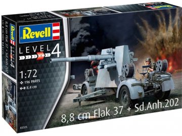Revell - 8,8 cm Flak 37 + Sd.Anh.202, Plastic ModelKit 03325, 1/72