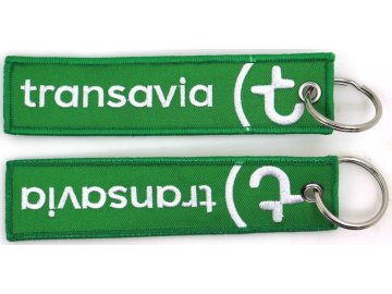 MegaKey - přívěsek "TRANSAVIA" - oboustranný, vyšívaný, 13 x 3 cm