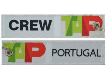 MegaKey - přívěsek "TAP Portugal"- oboustranný, vyšívaný, 13 x 3 cm