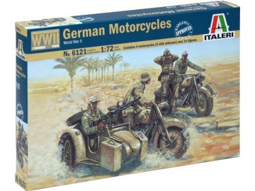 Italeri - WWII - GERMAN MOTORCYCLES, Model Kit figurky 6121, 1/72