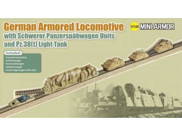 Dragon -  German Armored Locomotive with Schwerer Panzerspähwagen Units and Pz.38(t) Light Tank, Model Kit military 14151, 1/144