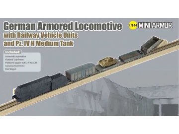 Model Kit military 14152 - German Armored Locomotive with Railway Vehicle Units and Pz.IV H Medium Tank (1:144)