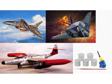 Revell - F-89 Scorpion, F-117 Nighthawk, F16 Fighting Falcon, US Air Force 75th Anniversary, Gift-Set letadla 05670, 1/72